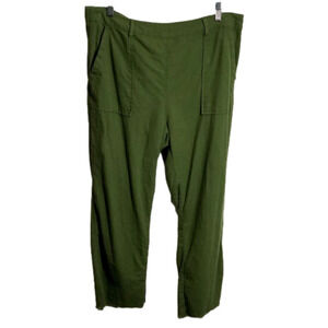 Love Tree Cropped Linen Blend Green Pants. Size Large